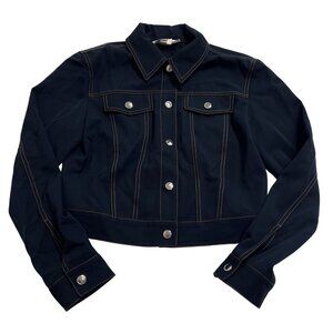 Lilysilk Denim-Inspired Wool Jacket in Navy Blue